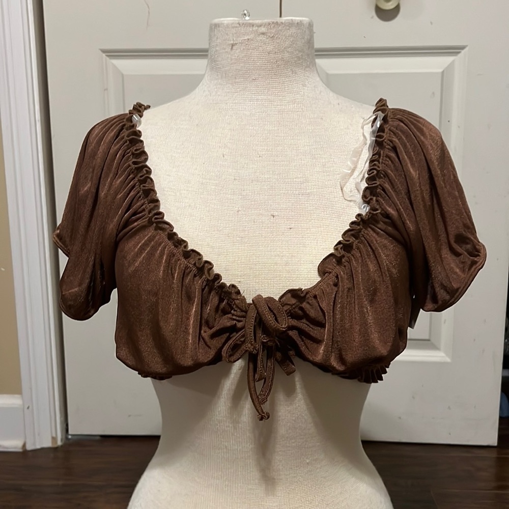 Off the shoulder tie front top
